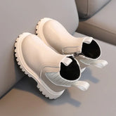 British Style Leather Boy and Girl Short Boots with Side Zipper - Himpall